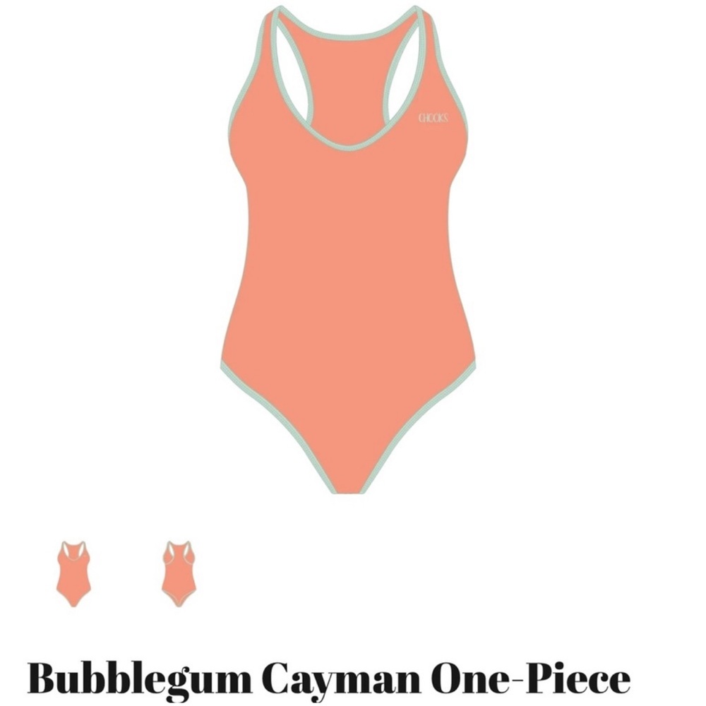 Chooksla Bubblegum Cayman one piece swimsuit.